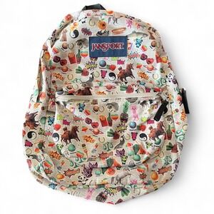 JanSport SuperBreak‎ Backpack Multicolor Sticker Collage Print Retro Icons 16.7"